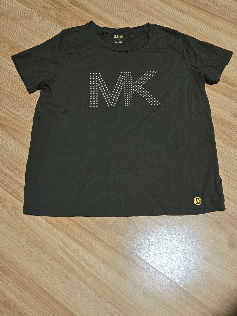 Michael Kors Black Short Sleeve Tee with Studded MK